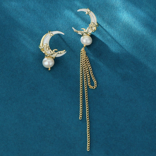 S4860E1 Pearl irregular long Stud Earrings Ear Accessories fine handmade gifts