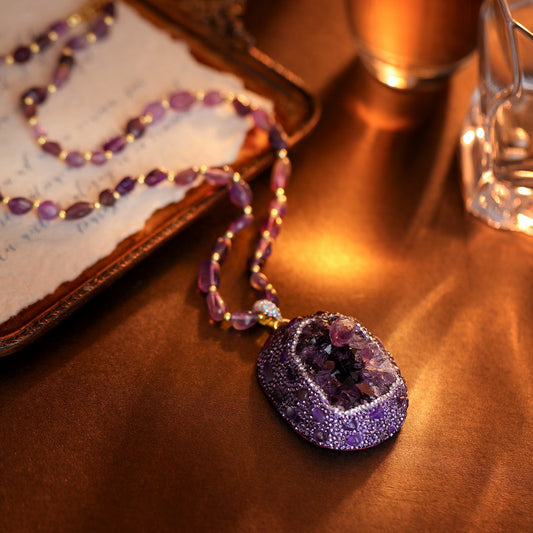 S2487N1 Amethyst Long Necklace Sweater chain fine handmade gifts