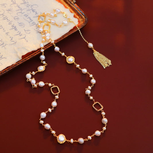 S2397N1 Pearl Long Necklace Sweater chain Choker fine handmade gifts