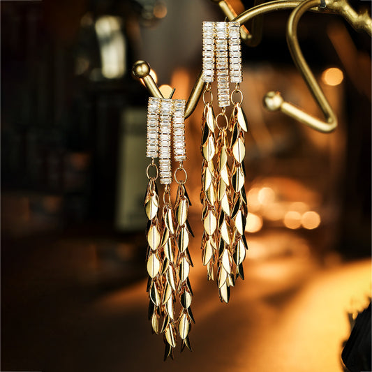 S4899E1 Long  Earring Stud Ear Accessories with tassels fine handmade gifts