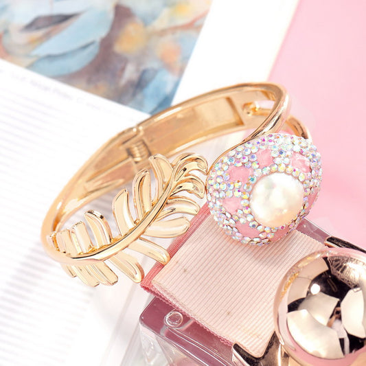 S2222C1 pearl Pure Rose Quartz bracelet Bangle Hand Chain fine handmade gifts