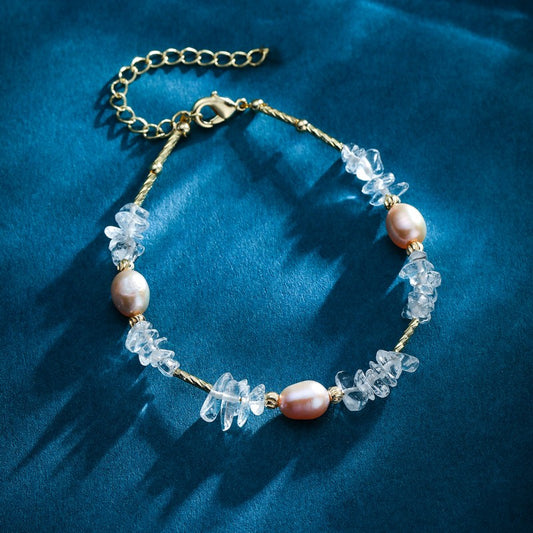 S2257C1 Pearl Pure White Quartz Bracelet Bangle Hand Chain fine handmade gifts