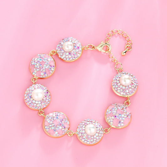 S2215C1 pearl Rose Quartz bracelet Bangle Hand Chain fine handmade gifts