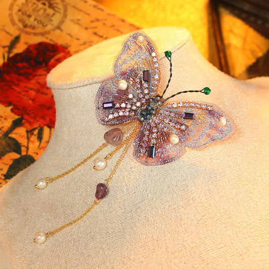 S2312B1 pearl butterfly brooch Scarf Buckle fine handmade gifts
