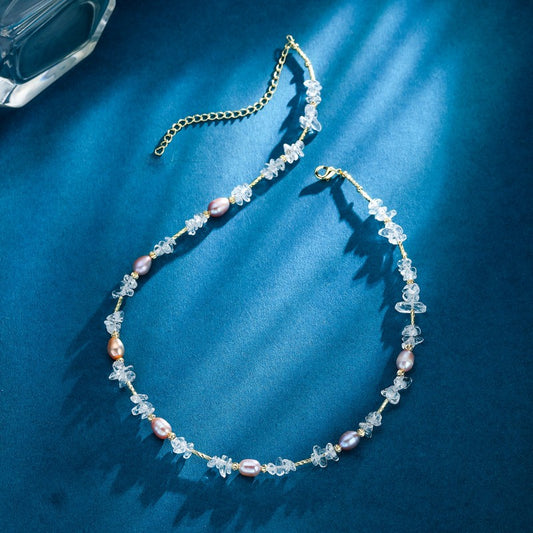 S2773N1 Pearl Pure White Quartz Necklace Choker Sweater Chain Long necklace fine handmade gifts