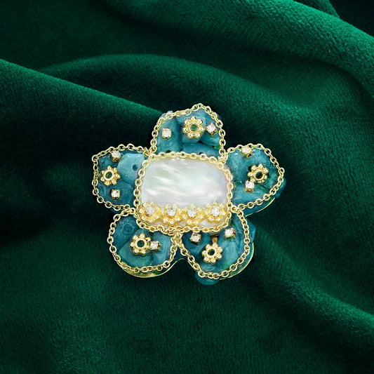 S2230B1 Pearl flower Brooch Scarf Buckle fine handmade gifts
