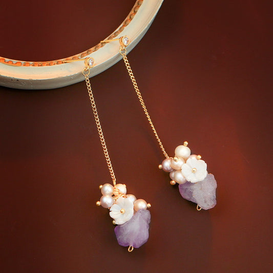 S4451E1 Pure Amethyst Pearl Stud Earrings Ear Accessories fine handmade gifts