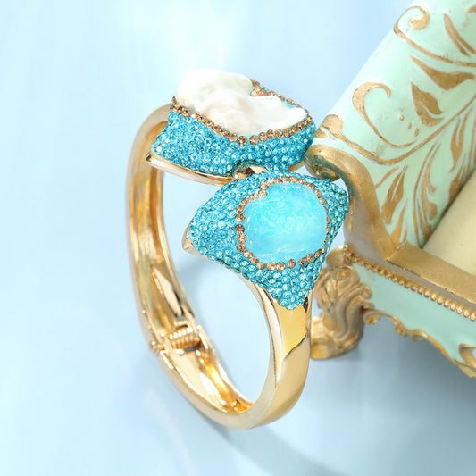 S2223C1 Pure Aquamarine pearl bracelet Bangle Hand Chain fine handmade gifts