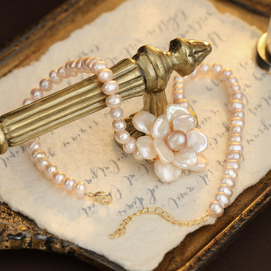 S2571N1 Pearl flower Sweater Chain Long Necklace fine handmade gifts