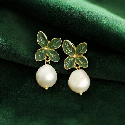S4370E1 Pearl Flower Earrings Stud Ear Accessories fine handmade gifts