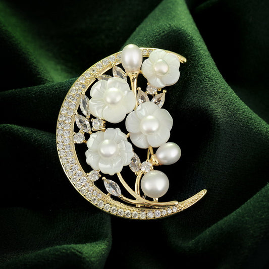 S2243B1 Pearl Flower  Brooch Scarf Buckle fine handmade gifts