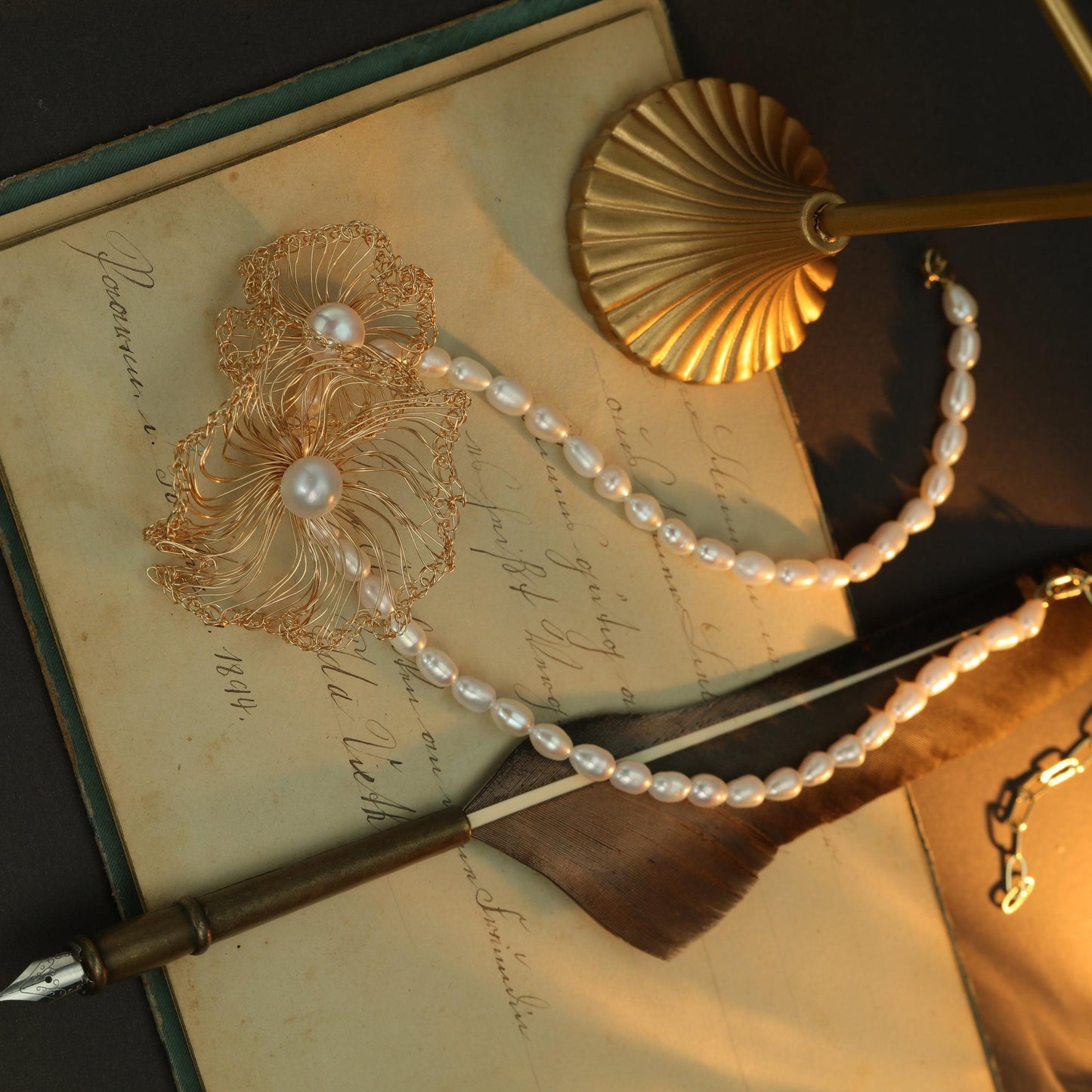 S2787N1 Sweater Chain Long Necklace Choker Firework Bright