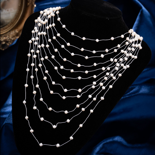 S2658N1 Pearls Sweater Chain Long Necklace Choker beautiful elegant fine handmade gifts
