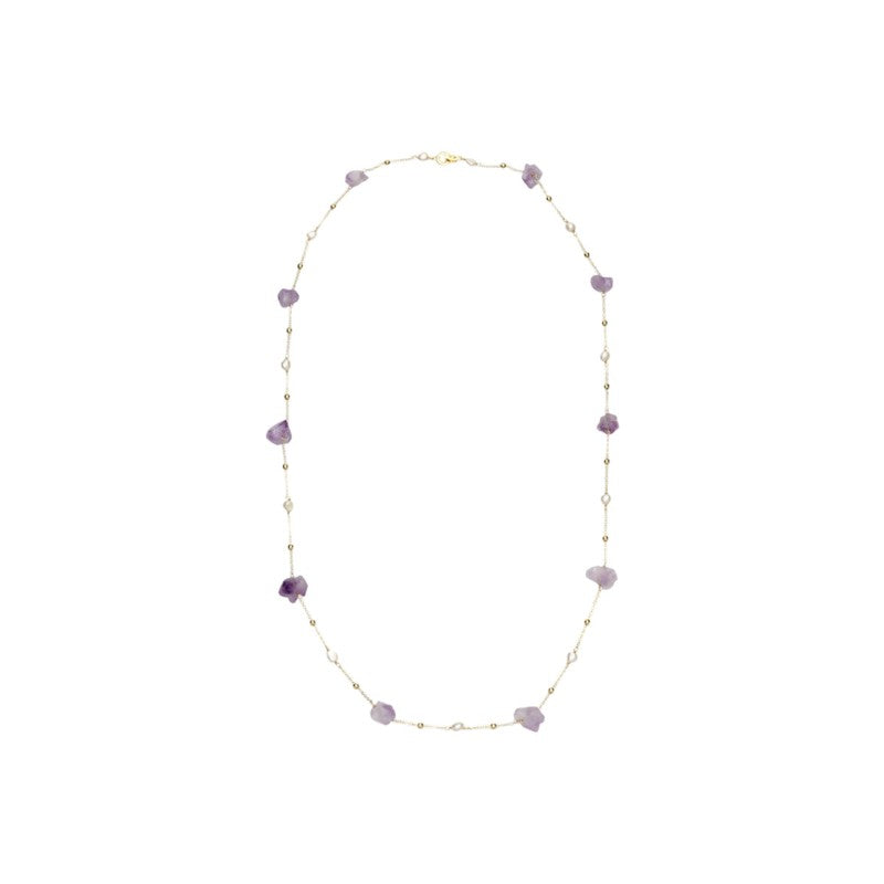S2627N1 Amethyst Pearl Sweater Chain Long Necklace Choker fine handmade gifts