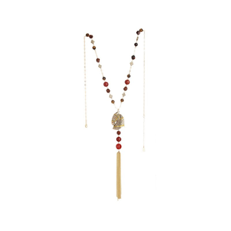 S3020N1   Tiger’s Eye Agate Star Drop from a Galloping Horse necklace