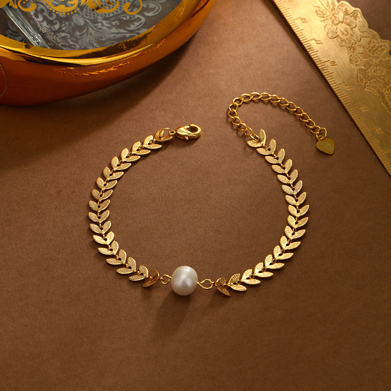 S2153C1 Pearl Bangle Hand Chain Bracelet simple elegant fine handmade gifts