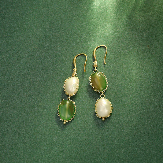 S4647E1 Pure Quartzite pearl earrings Stud Ear Accessories fine handmade gifts
