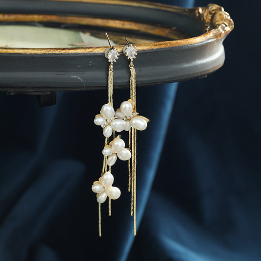 S4635E1 Pearl Long irregular  Earrings Stud Ear Accessories fine handmade gifts