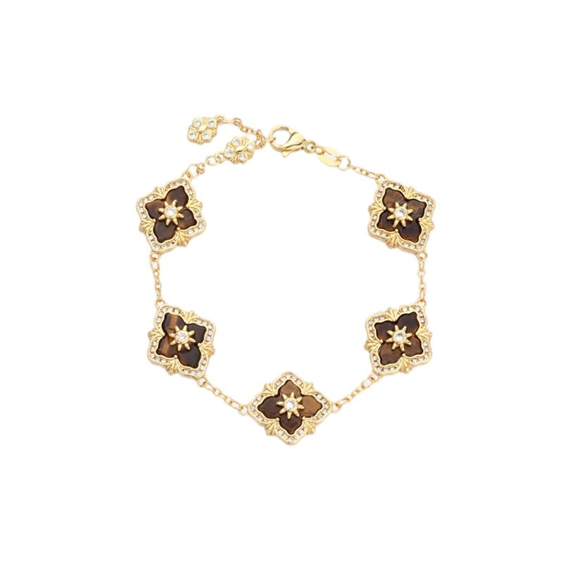 S2401C1 Caramel Four-Leaf Clover Poem Bracelet