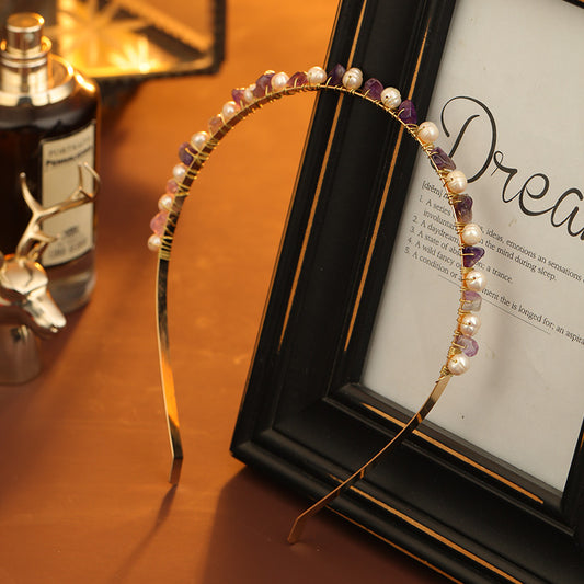S2675H1 Pure Amethyst Pearl Anti-Slip Hair accessories Hairband Hair Hoop fine handmade gifts