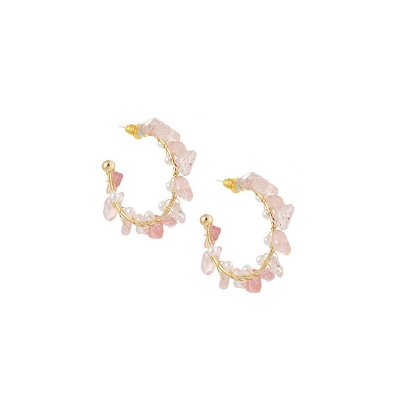 S4422E1 Natural stone Flower  earrings Stud Ear Accessories fine handmade gifts
