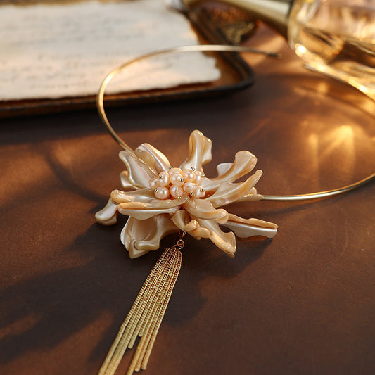 S2867H1 Pearl Flower  Necklace  Choker fine handmade gifts