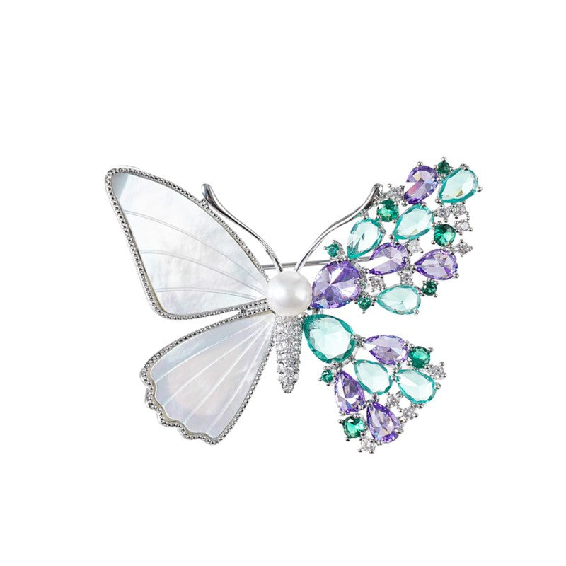 S2377B1 Pearl butterfly Brooch Scarf Buckle fine handmade gifts