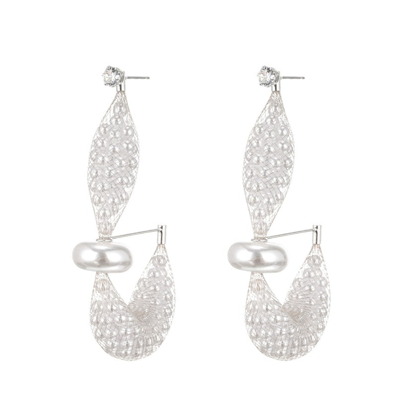 S5031E1 Earrings Stud Ear Accessories Platinum Feather Grace