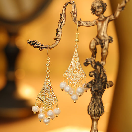 S4700E1 Pearl Earrings Stud Ear Accessories with tassels fine handmade gifts