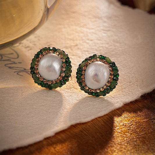 S4835E1 Pearl Pure Quartzite Stud Ear Accessories Earrings fine handmade gifts