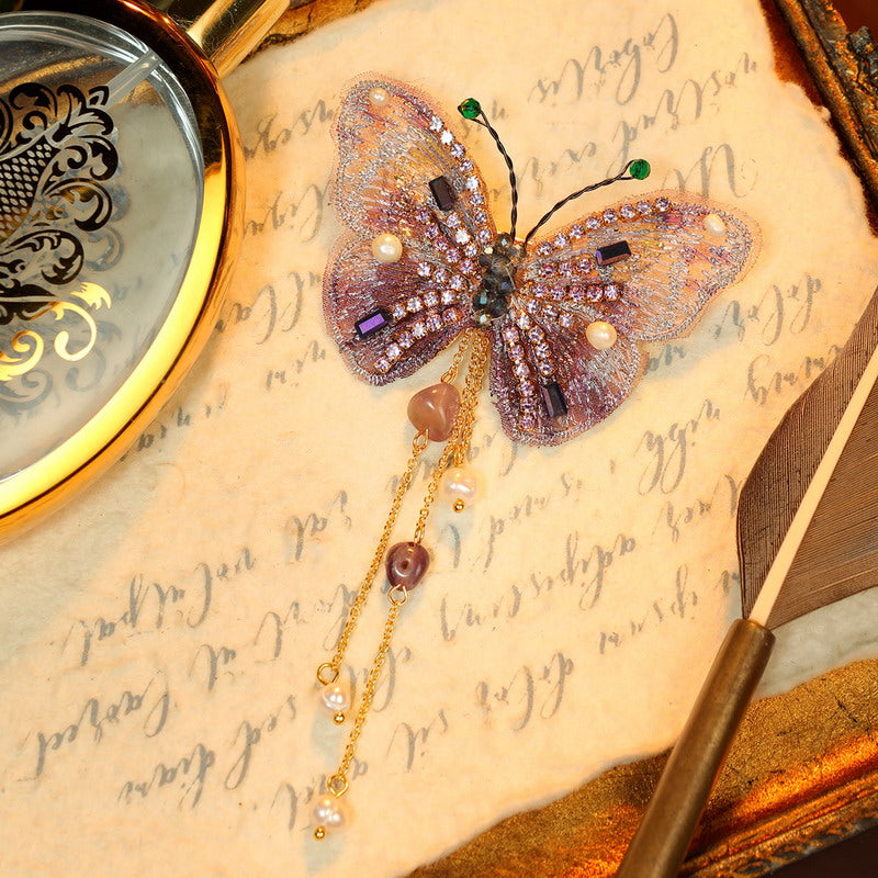 S2312B1 pearl butterfly brooch Scarf Buckle fine handmade gifts