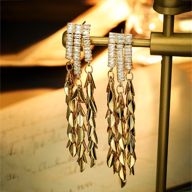 S4899E1 Long  Earring Stud Ear Accessories with tassels fine handmade gifts