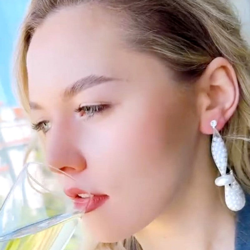 S5031E1 Earrings Stud Ear Accessories Platinum Feather Grace