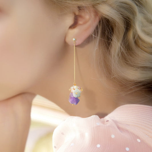 S4451E1 Pure Amethyst Pearl Stud Earrings Ear Accessories fine handmade gifts