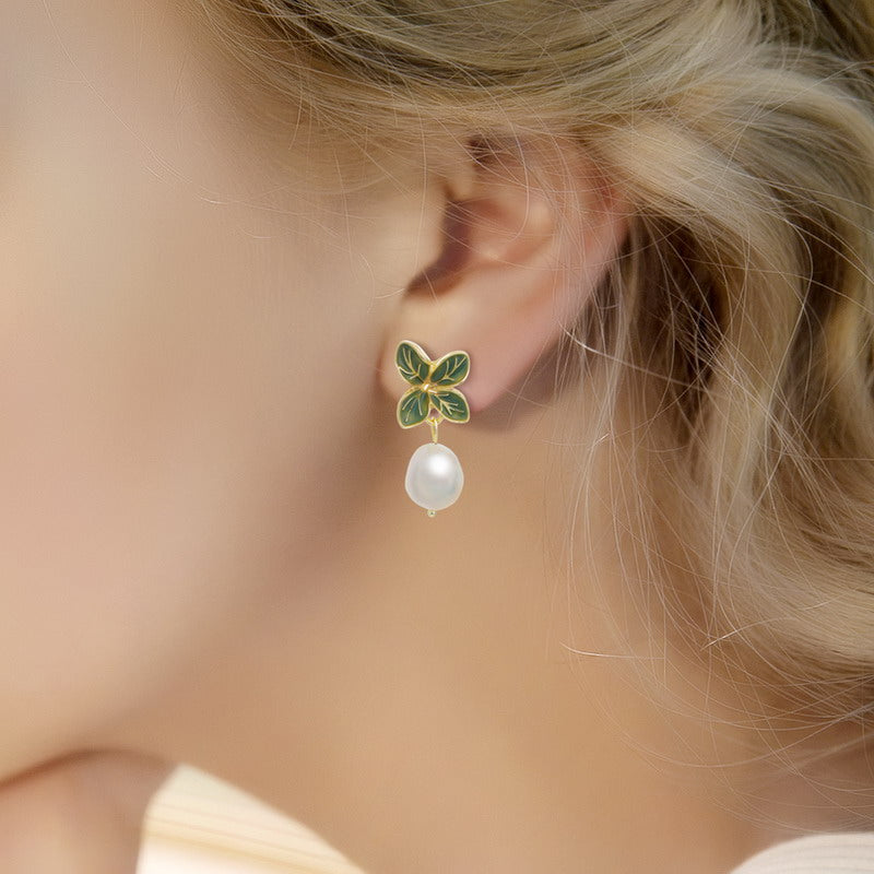 S4370E1 Pearl Flower Earrings Stud Ear Accessories fine handmade gifts