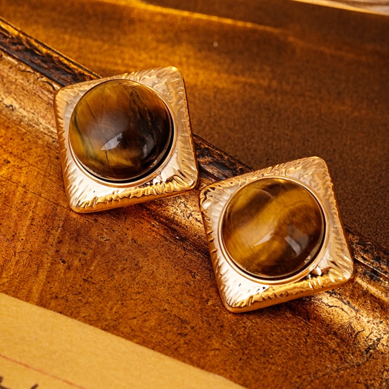 S4963E1 Tiger's Eye Earrings Stud Ear Accessories fine handmade gifts