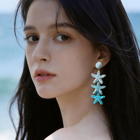 S5153E1 A Starfish Kissed by the Sky and the Sea Earrings Stub Ear Accessiories