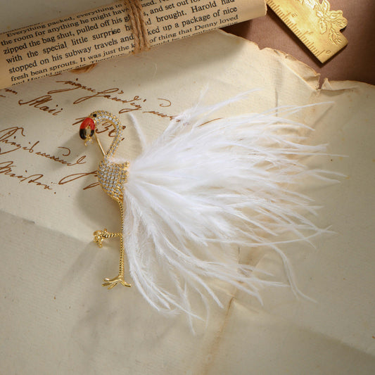 S2375B2  Scarf Buckle Flower Brooch Flamingo