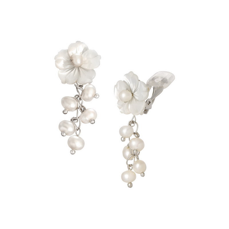 S4278E2 Pearl Flower Earrings Stud Ear Accessories fine handmade gifts
