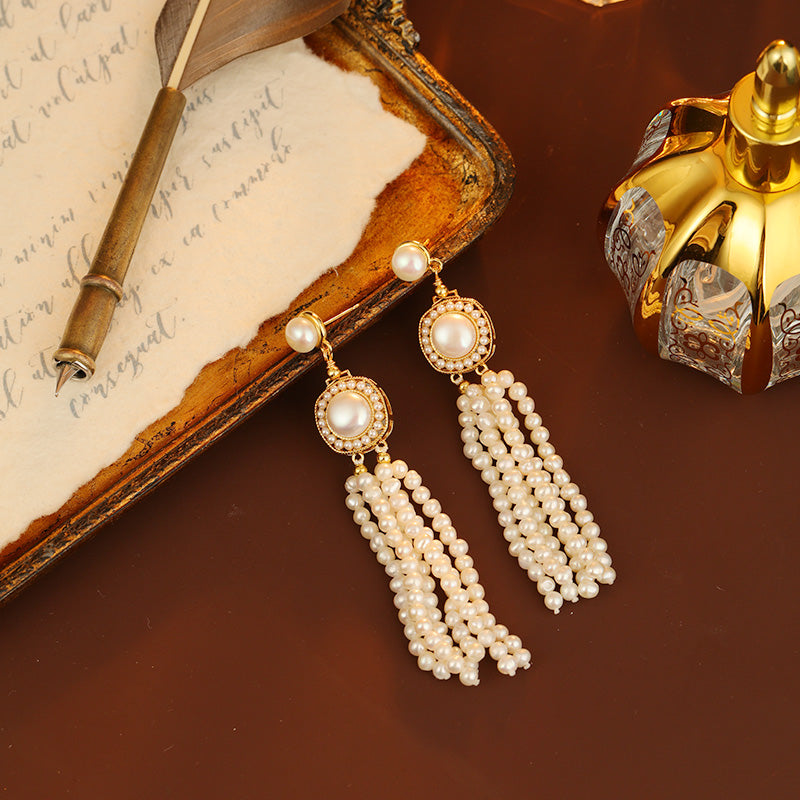 S4599E1 Pearl Long Earrings Stud Ear Accessories with tassels fashion handmade gifts