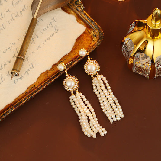 S4599E1 Pearl Long Earrings Stud Ear Accessories with tassels fashion handmade gifts