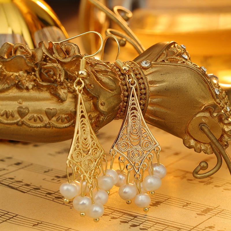 S4700E1 Pearl Earrings Stud Ear Accessories with tassels fine handmade gifts