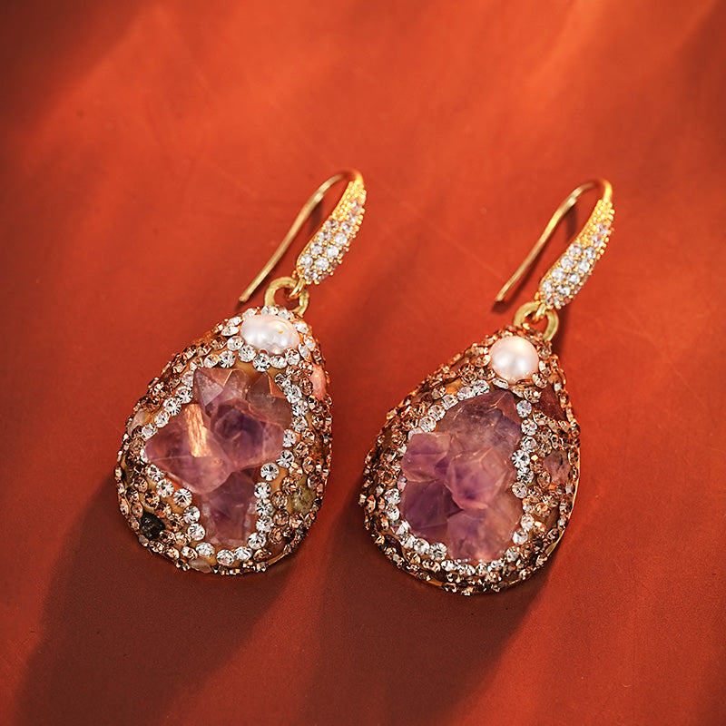 S4842E1 Pure Amethyst Pearl Stud Earrings Ear Accessories fine handmade gifts