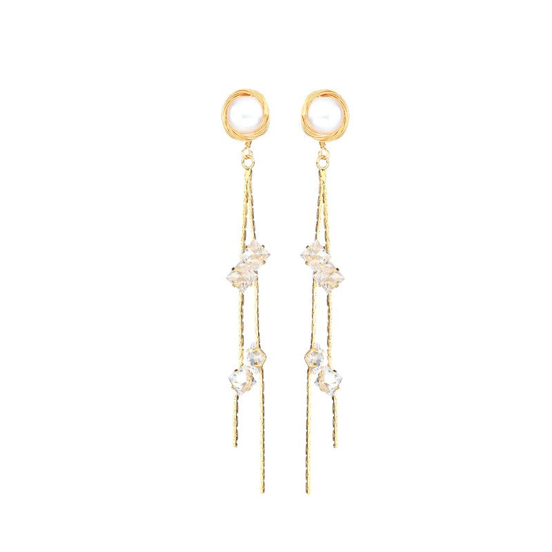 S4859E1 Pearl Long  Earring Stud Ear Accessories fine handmade gifts