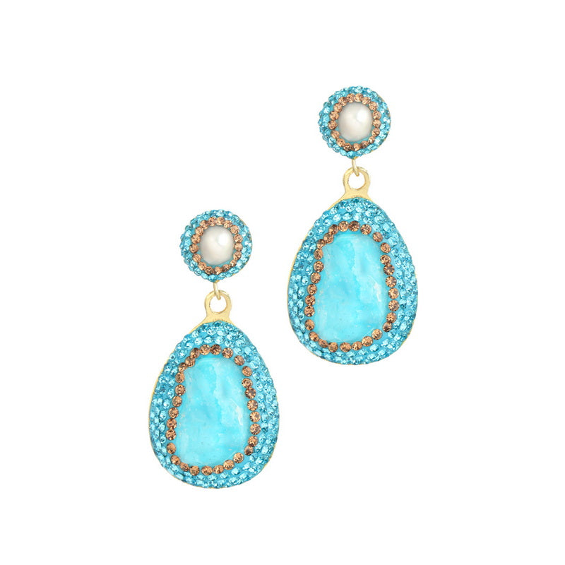 S4744E1 pearl Aquamarine earrings Stud Ear Accessories fine handmade gifts