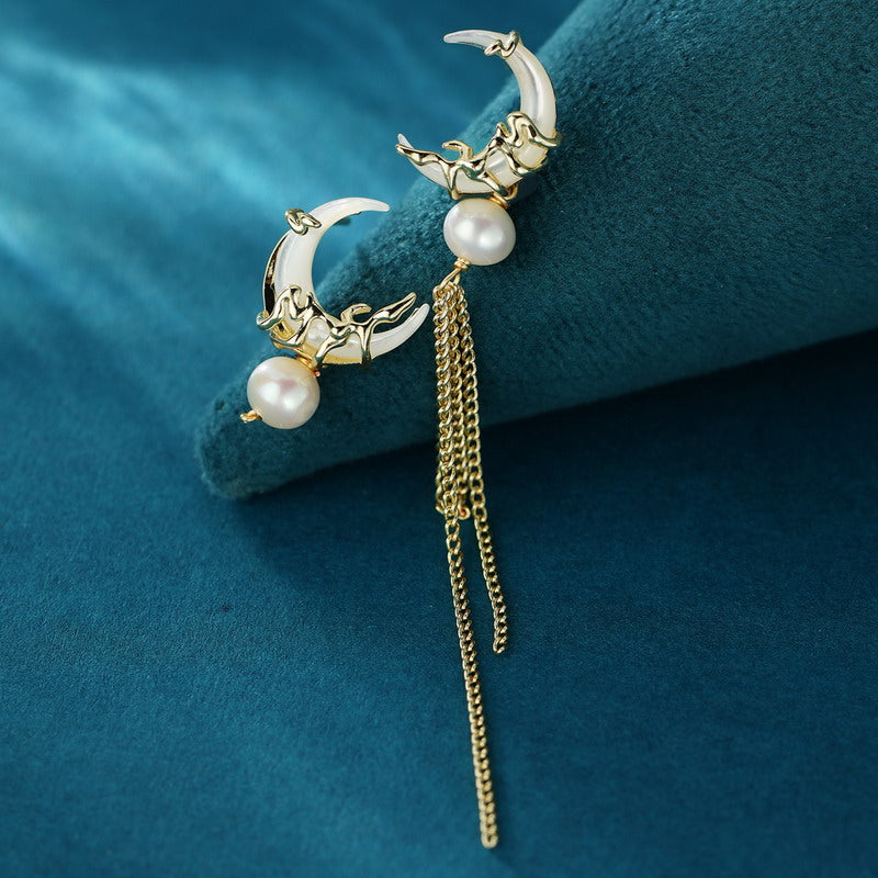 S4860E1 Pearl irregular long Stud Earrings Ear Accessories fine handmade gifts
