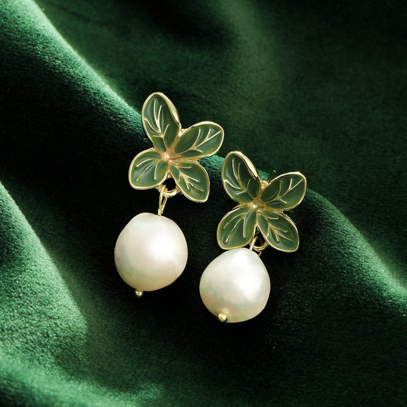 S4370E1 Pearl Flower Earrings Stud Ear Accessories fine handmade gifts