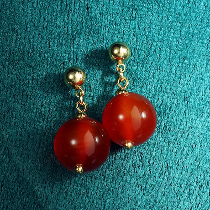 S4819E1 Pure Red Agate Stud Earrings  Ear Accessories fine handmade gifts