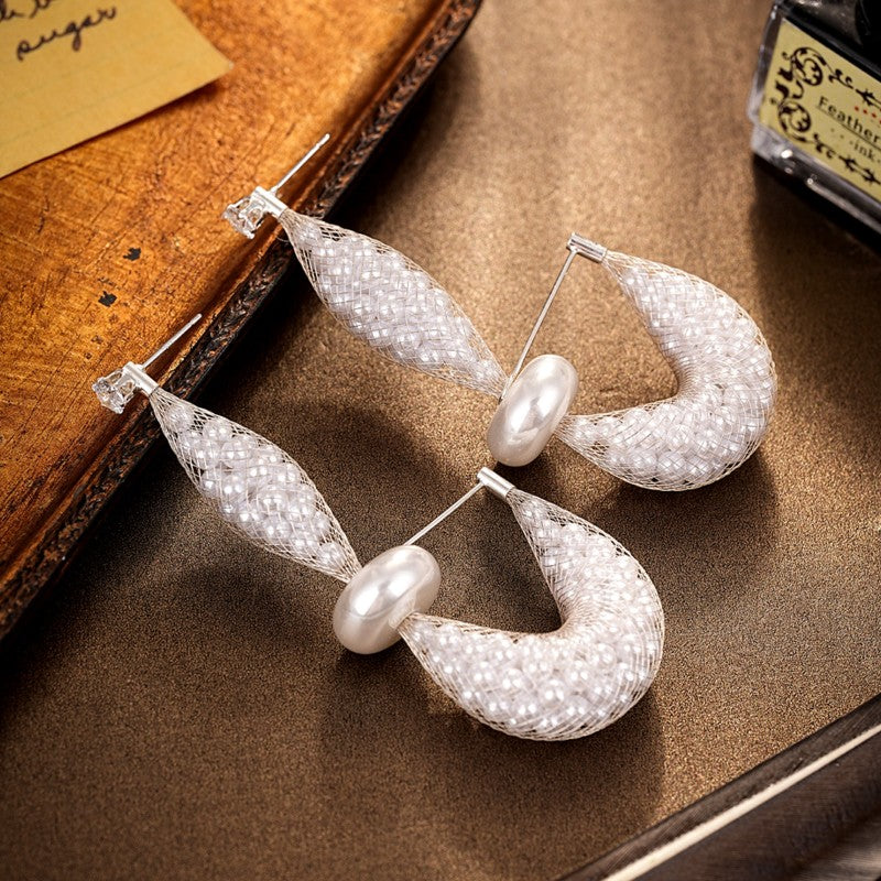 S5031E1 Earrings Stud Ear Accessories Platinum Feather Grace