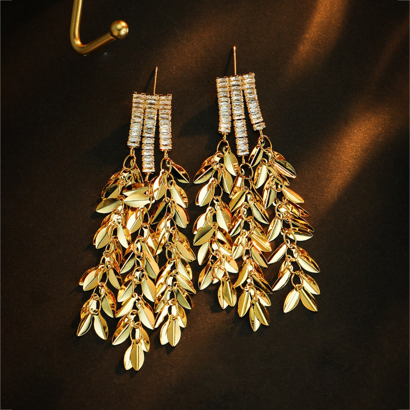 S4899E1 Long  Earring Stud Ear Accessories with tassels fine handmade gifts